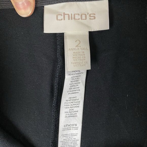 Chicos Juliet Black Faux Leather Front Leggings Ankle Pant Chicos 2 Tall Women L - Picture 4 of 5